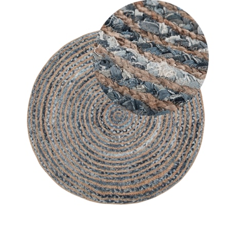 Dywan okrągły z juty ø 120 cm niebiesko-beżowy MASLAK