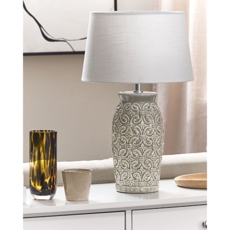 Lampa stołowa ceramiczna szara KHOPER