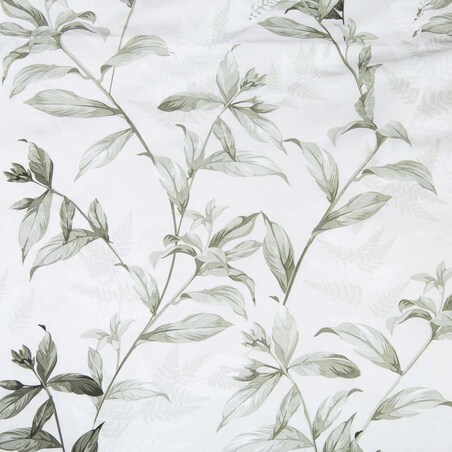 Pościel bawełniana 160x200 Verdea w zielone liście i kwiaty, Cottonlove