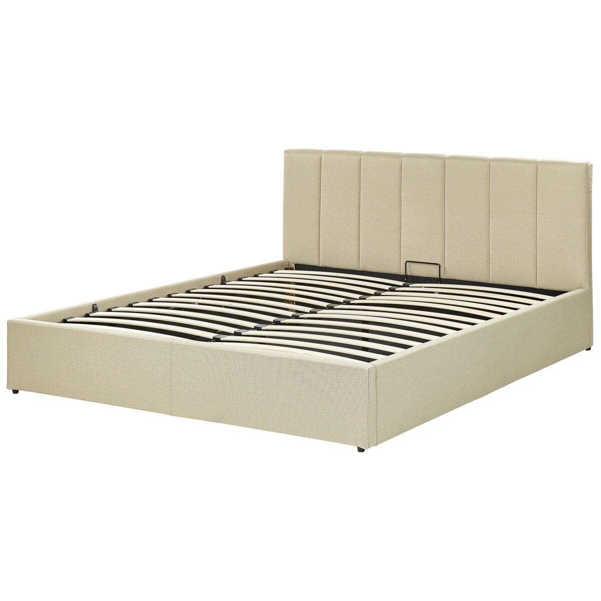 Łóżko z pojemnikiem tapicerowane 160 x 200 cm beżowe DREUX