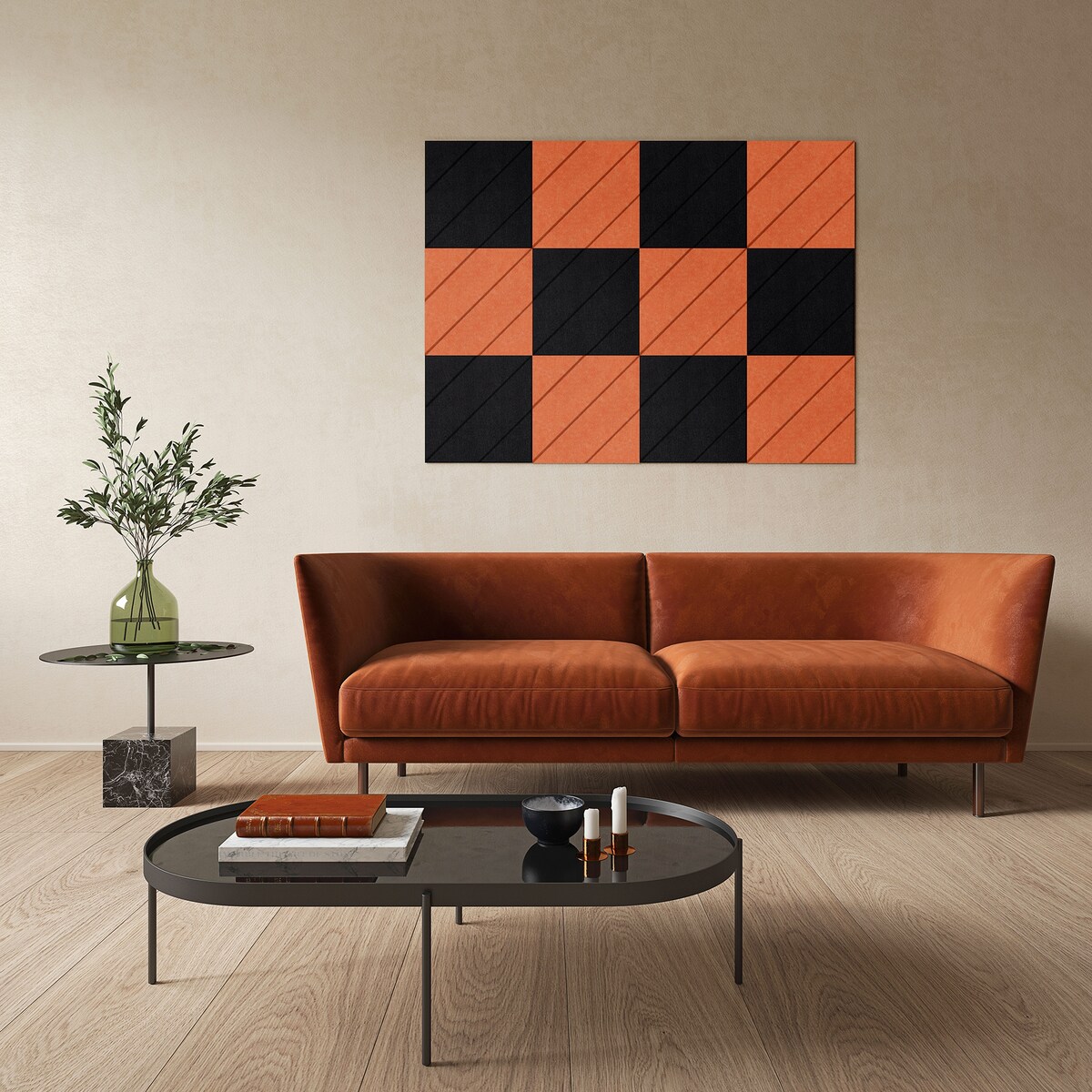 Zestaw 2 szt panel filcowy Felly 40x40 cm płytka kwadrat pomarańczowy