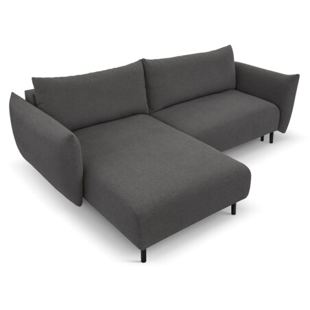 Narożnik DELI z funkcją spania na nóżkach, lewostronny, grafitowy