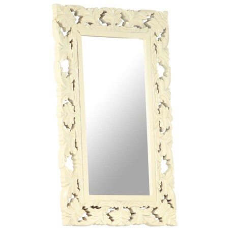 vidaXL Lustro w ręcznie rzeźbionej, białej ramie, 80x50 cm, mango