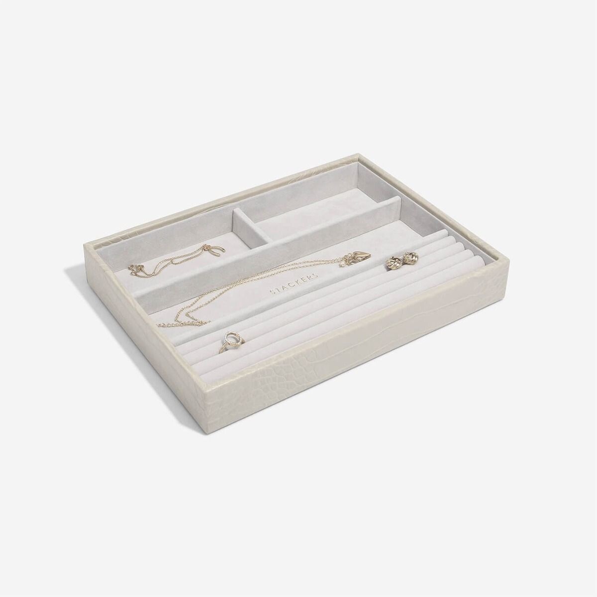 Szkatułka na biżuterię Stackers Croc 4 komorowa classic putty