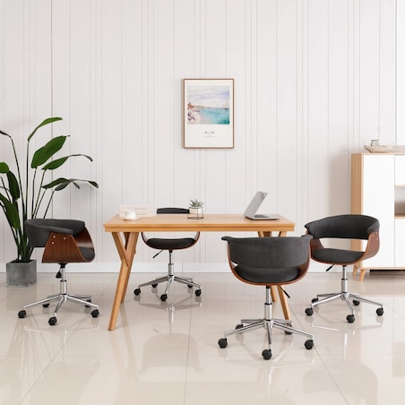 vidaXL Obrotowe krzesła stołowe, 4 szt., szare, obite tkaniną