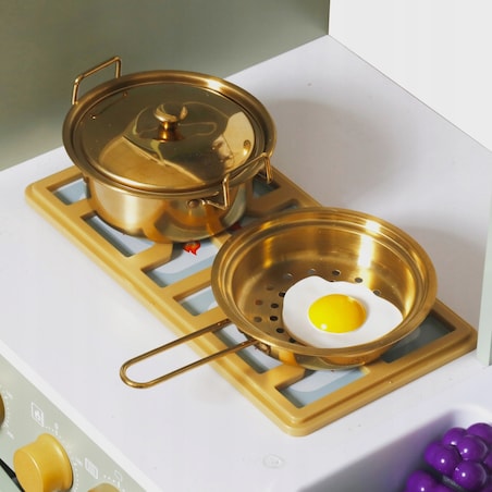 Drewniana kuchnia dla dzieci MintLux – duża kuchnia zabawkowa z dźwiękami, zlewem i akcesoriami 90 cm