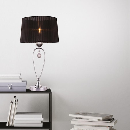 Klasyczna lampa stojąca Bello na stół glamour czarna chrom