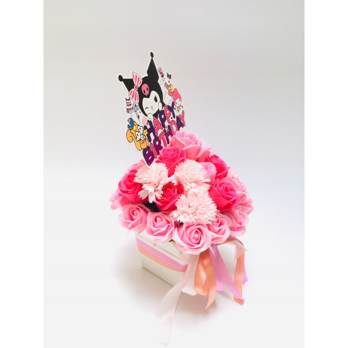 FLOWER BOX RÓŻOWE kwiaty z mydła pachną na urodziny dziewczynki prezent dar