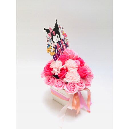 FLOWER BOX RÓŻOWE kwiaty z mydła pachną na urodziny dziewczynki prezent dar