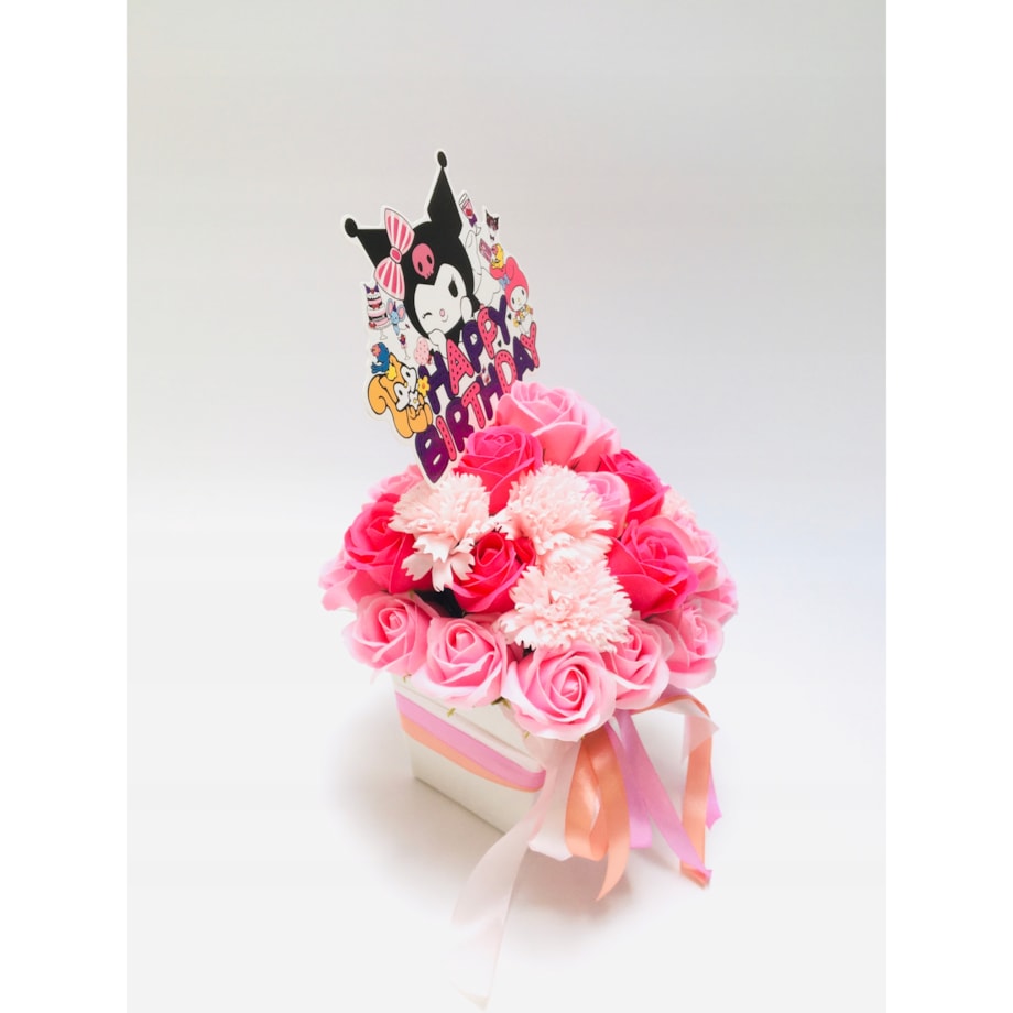 FLOWER BOX RÓŻOWE kwiaty z mydła pachną na urodziny dziewczynki prezent dar