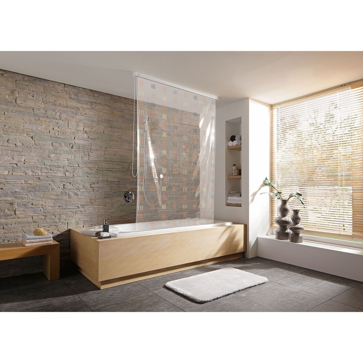 Kleine Wolke Zwijana roleta łazienkowa Kwadraty Brąz 128x240 cm element B