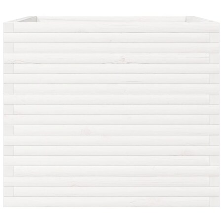 vidaXL Donica ogrodowa, biała, 80x80x68,5 cm, lite drewno sosnowe