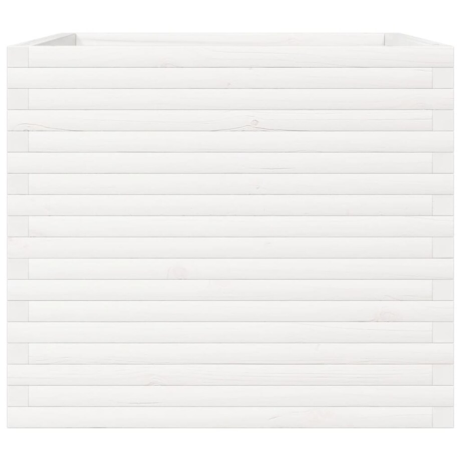 vidaXL Donica ogrodowa, biała, 80x80x68,5 cm, lite drewno sosnowe