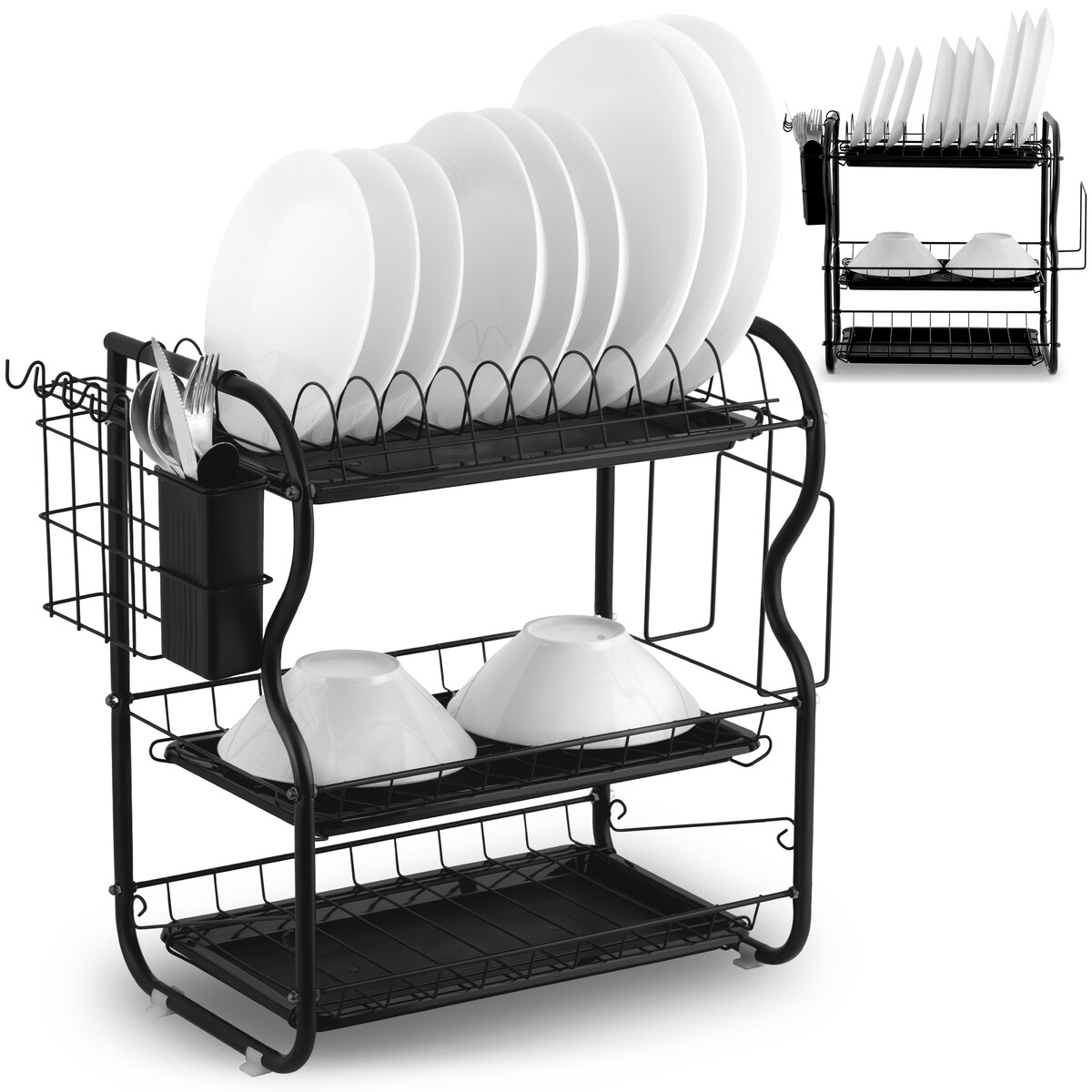 Duża suszarka do naczyń trzypoziomowa stojąca Massido