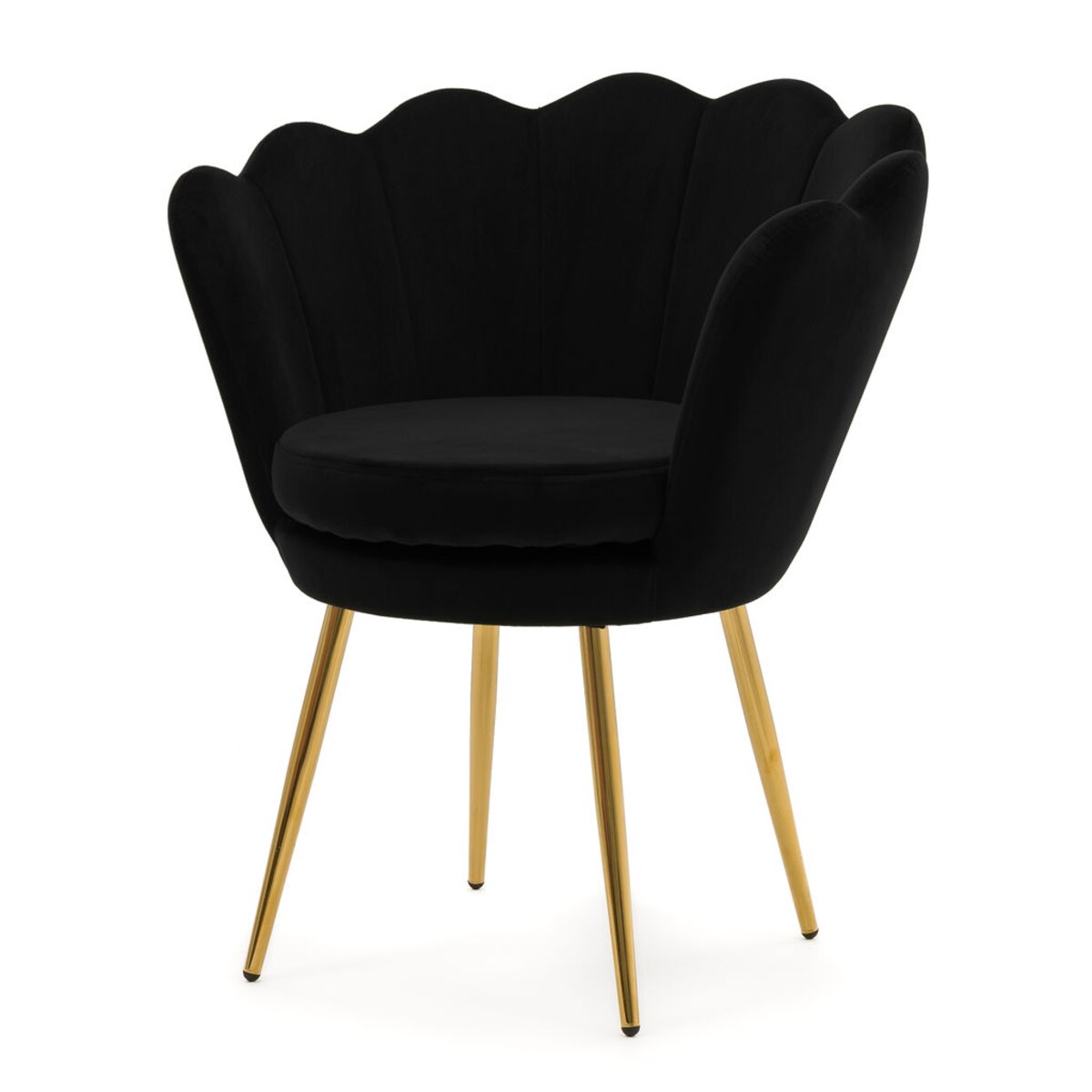 Czarne krzesło welurowe muszla na złotych nogach do toaletki jadalni salonu
