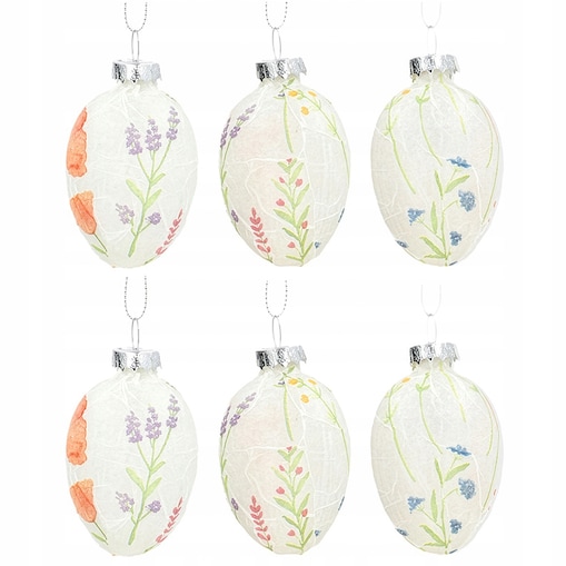 ZAWIESZKA WIELKANOCNA JAJKO JAJO BOMBKA NA WIELKANOC BIAŁA 6szt SZKLANA