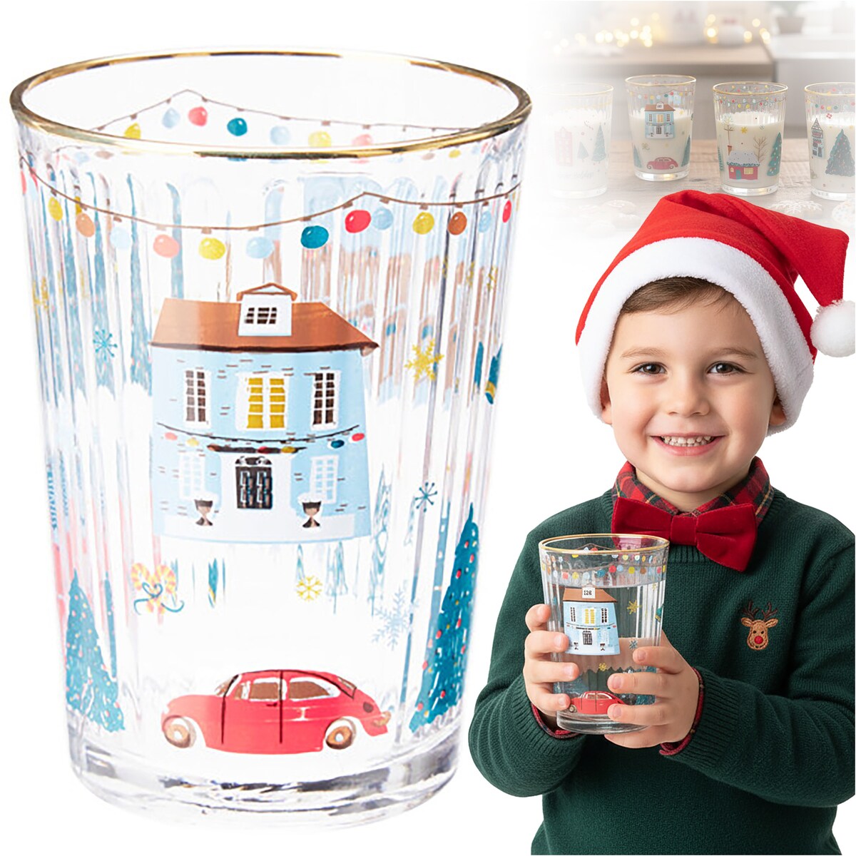 Szklanki Świąteczne Do Napojów Szklany Kubek Świąteczna Na Prezent 500 Ml