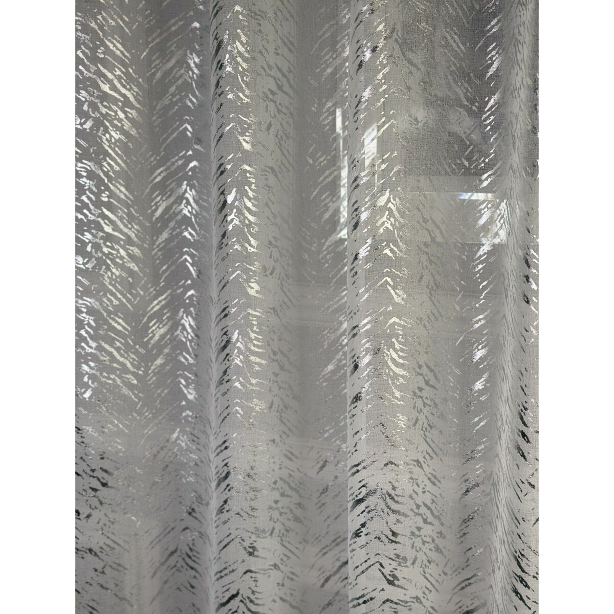 firana "velvet glow" błyszczący print 140x250 przelotki | biały