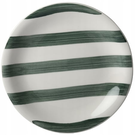 TALERZ DESEROWY 19cm CERAMICZNY TALERZYK W PASKI SERWIS NA SZTUKI CIASTO