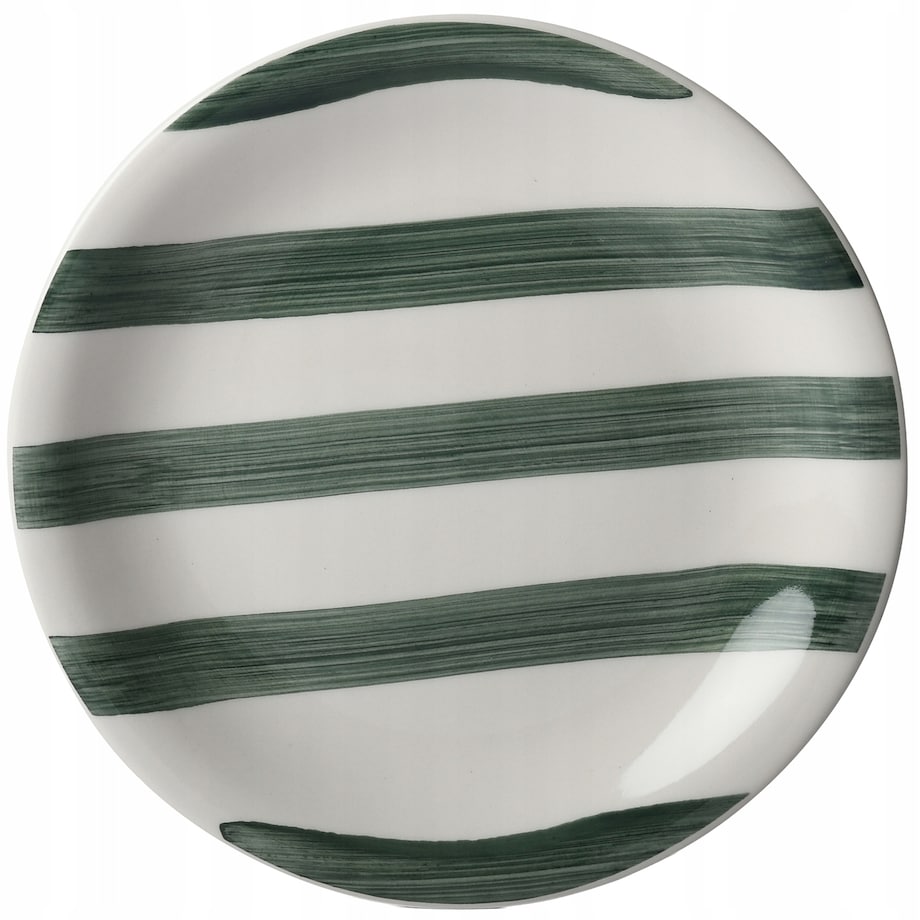 TALERZ DESEROWY 19cm CERAMICZNY TALERZYK W PASKI SERWIS NA SZTUKI CIASTO