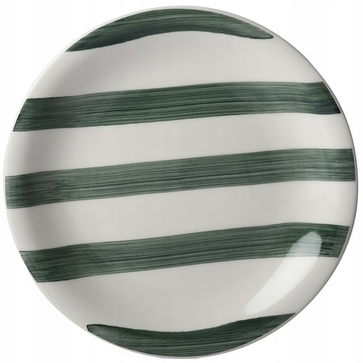 TALERZ DESEROWY 19cm CERAMICZNY TALERZYK W PASKI SERWIS NA SZTUKI CIASTO