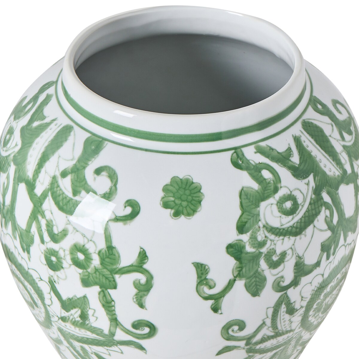 Wazon z pokrywką MONDRAGON Porcelana 37 cm Biały/ zielony