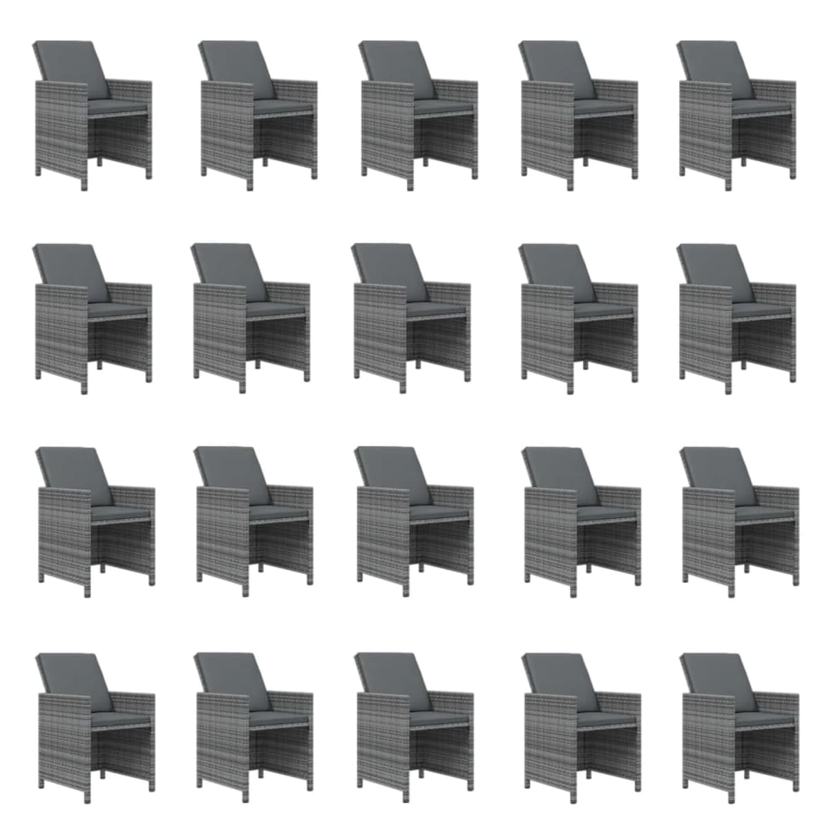 vidaXL 21-cz. zestaw mebli ogrodowych z poduszkami, polirattan, szary