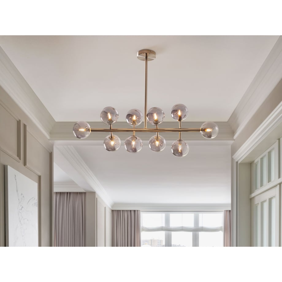 Lampa wisząca 10-punktowa metalowa srebrna RAMIS