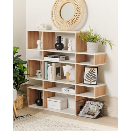 Regał 5 półek jasne drewno z białym AMARILO