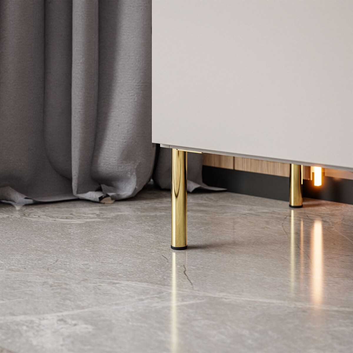 Komoda trzydrzwiowa AURORA KASZMIR 3D proste złote nogi