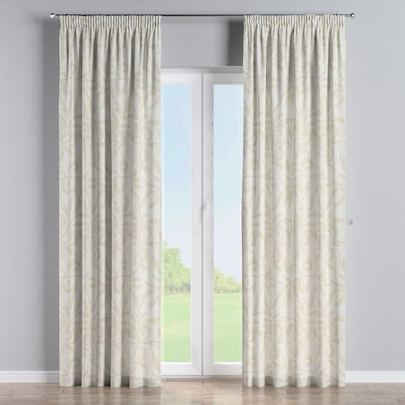 Zasłona na taśmie marszczącej 1 szt. 130x260 szaro-beżowe liście akantu