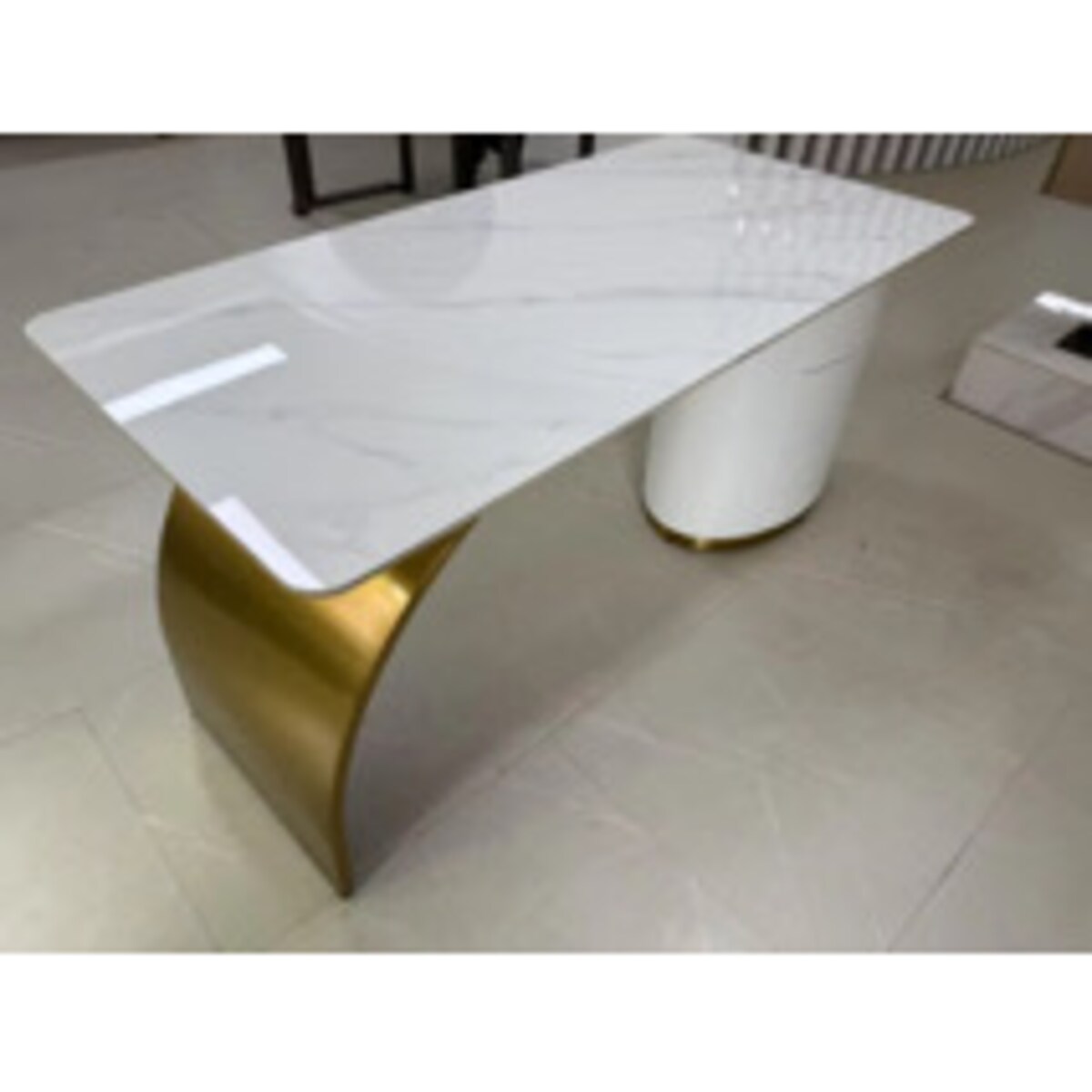 Biało- złote biurko ze stali nierdzewnej Mediolan Premium 160x70x75