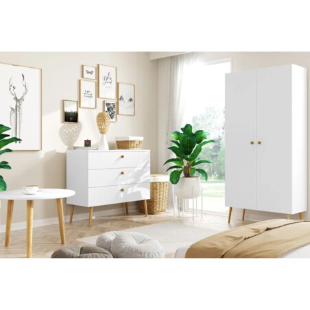 Komoda LEBEL 2 z szufladami 100cm biała mat
