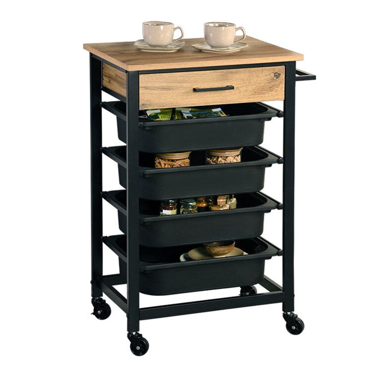 Wózek kuchenny z szufladą i organizerami, mobilny