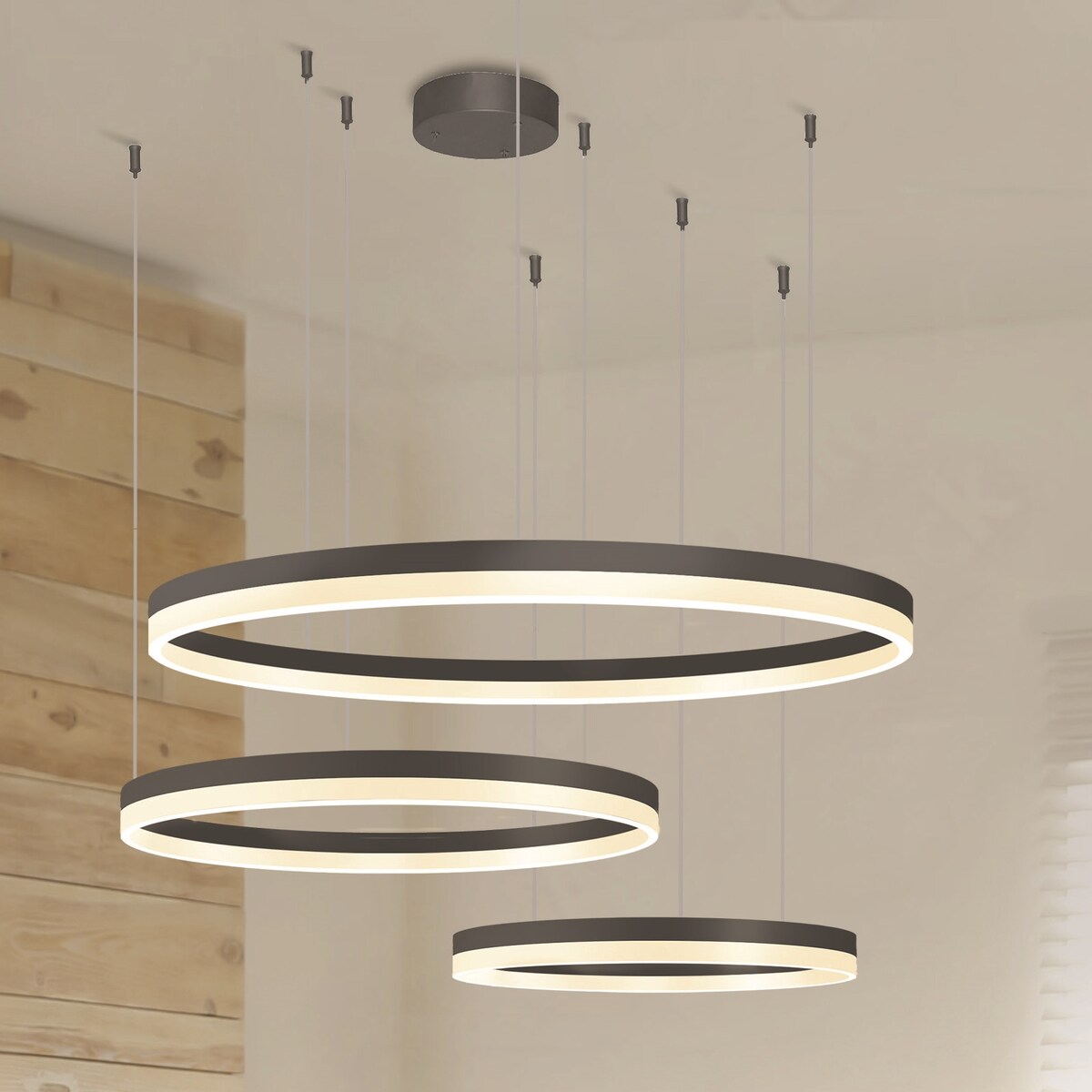 Lampa wisząca Halo AZ5349 120+100+80 LED 180W pilot ring czarny