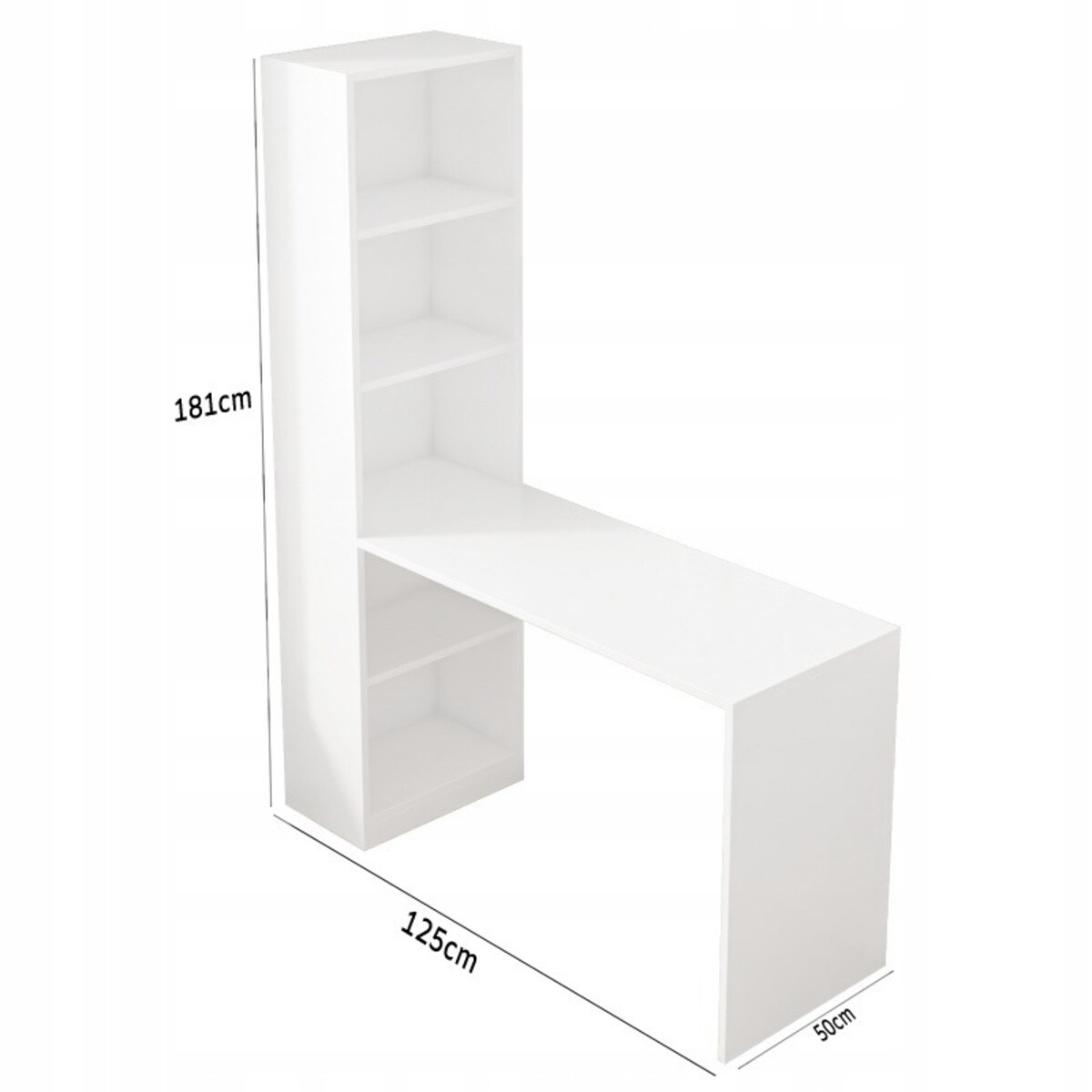 Biurko komputerowe nowoczesne z półkami skandynawski młodzieżowe białe