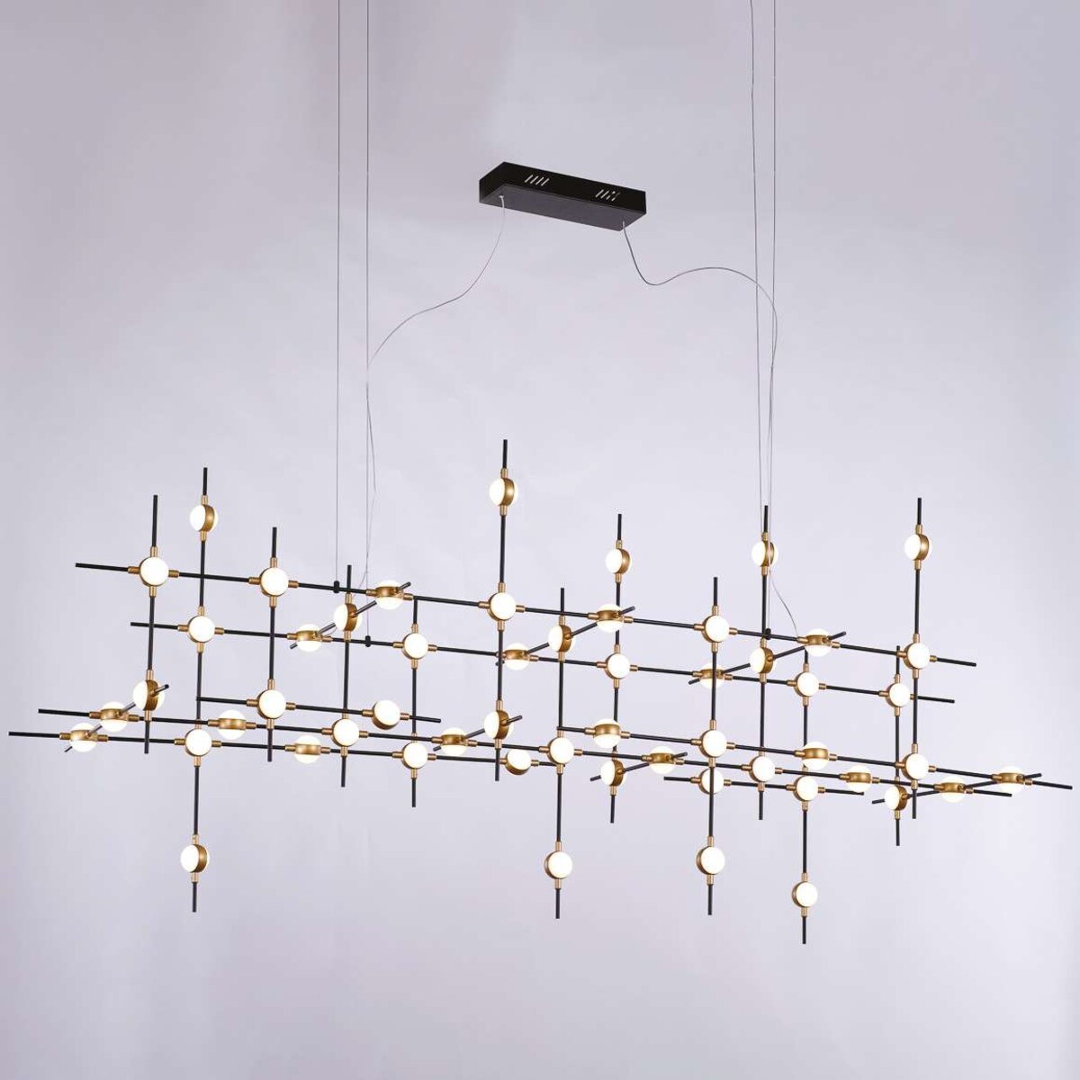 LAMPA wisząca PROVENZA MD18001067-55A BG Italux metalowa OPRAWA zwis pręty LED 132W 3000K designerskie czarne złote