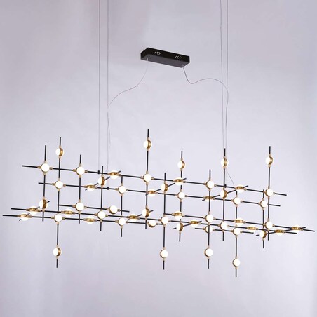 LAMPA wisząca PROVENZA MD18001067-55A BG Italux metalowa OPRAWA zwis pręty LED 132W 3000K designerskie czarne złote