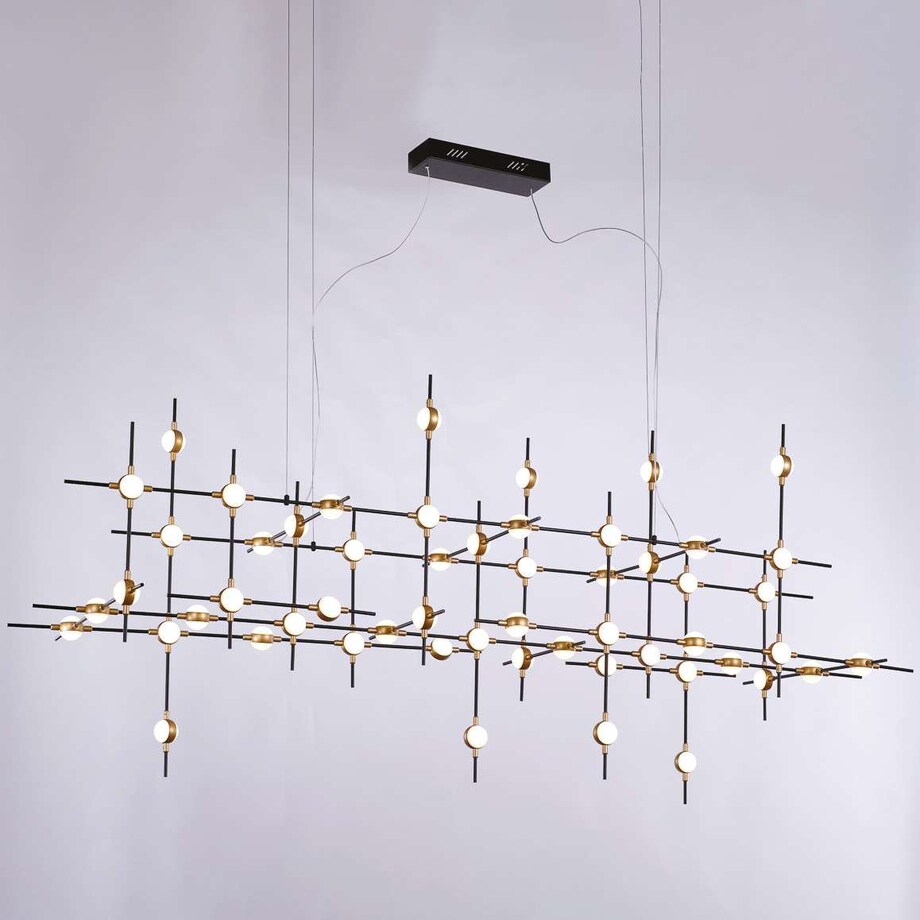 LAMPA wisząca PROVENZA MD18001067-55A BG Italux metalowa OPRAWA zwis pręty LED 132W 3000K designerskie czarne złote