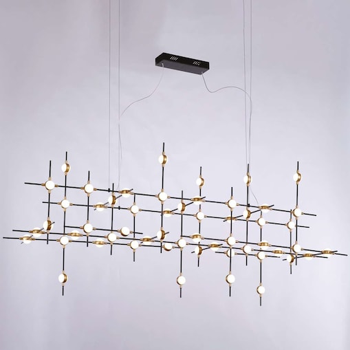 LAMPA wisząca PROVENZA MD18001067-55A BG Italux metalowa OPRAWA zwis pręty LED 132W 3000K designerskie czarne złote