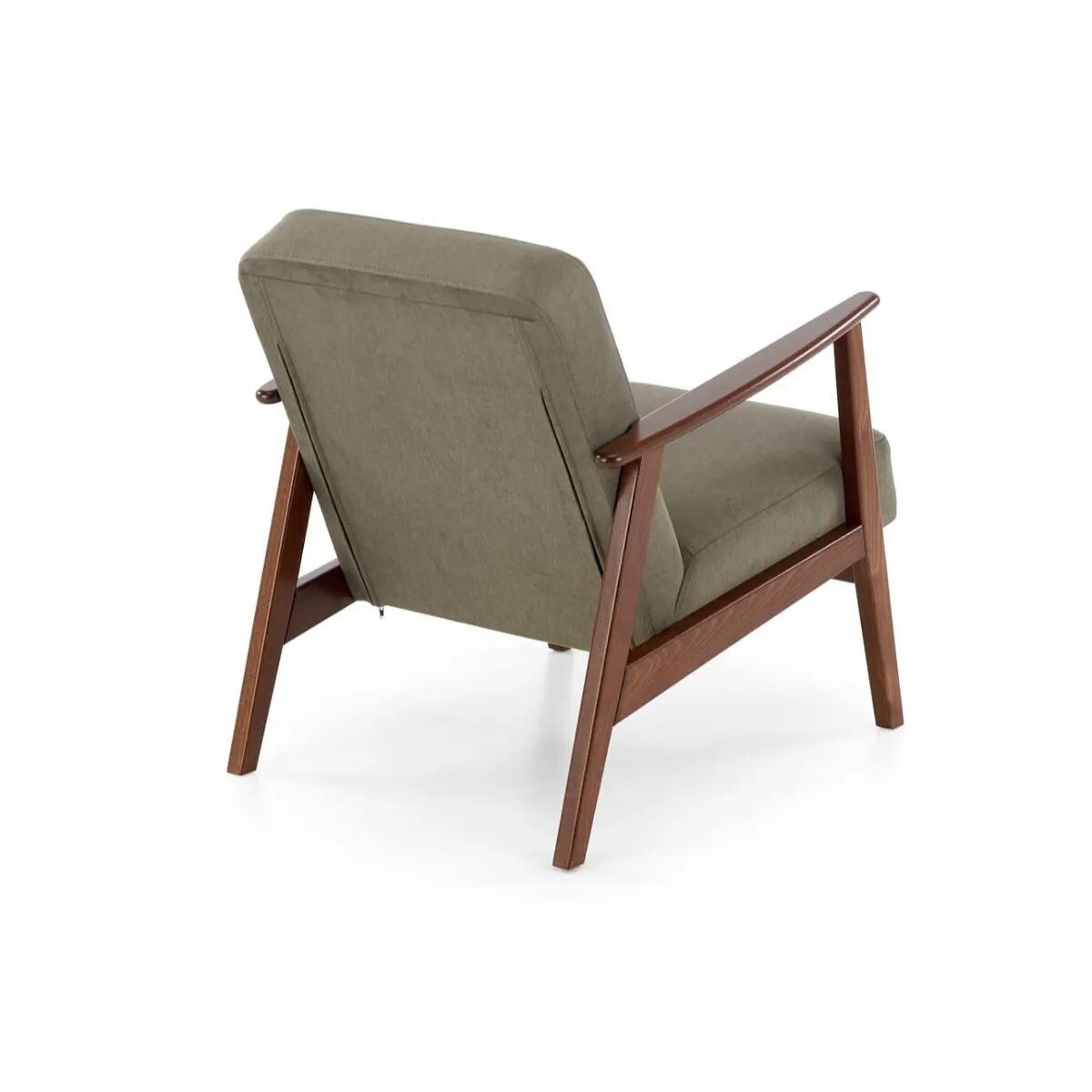 Fotel tapicerowany MILANO 1S oliwkowy/orzech