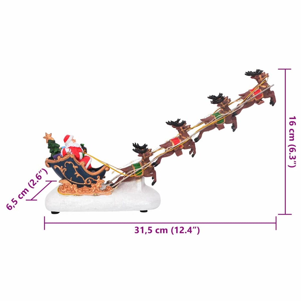 vidaXL Świąteczna Dekoracja Stołowa Wielokolorowe 31.5 x 6.5 x 16 cm