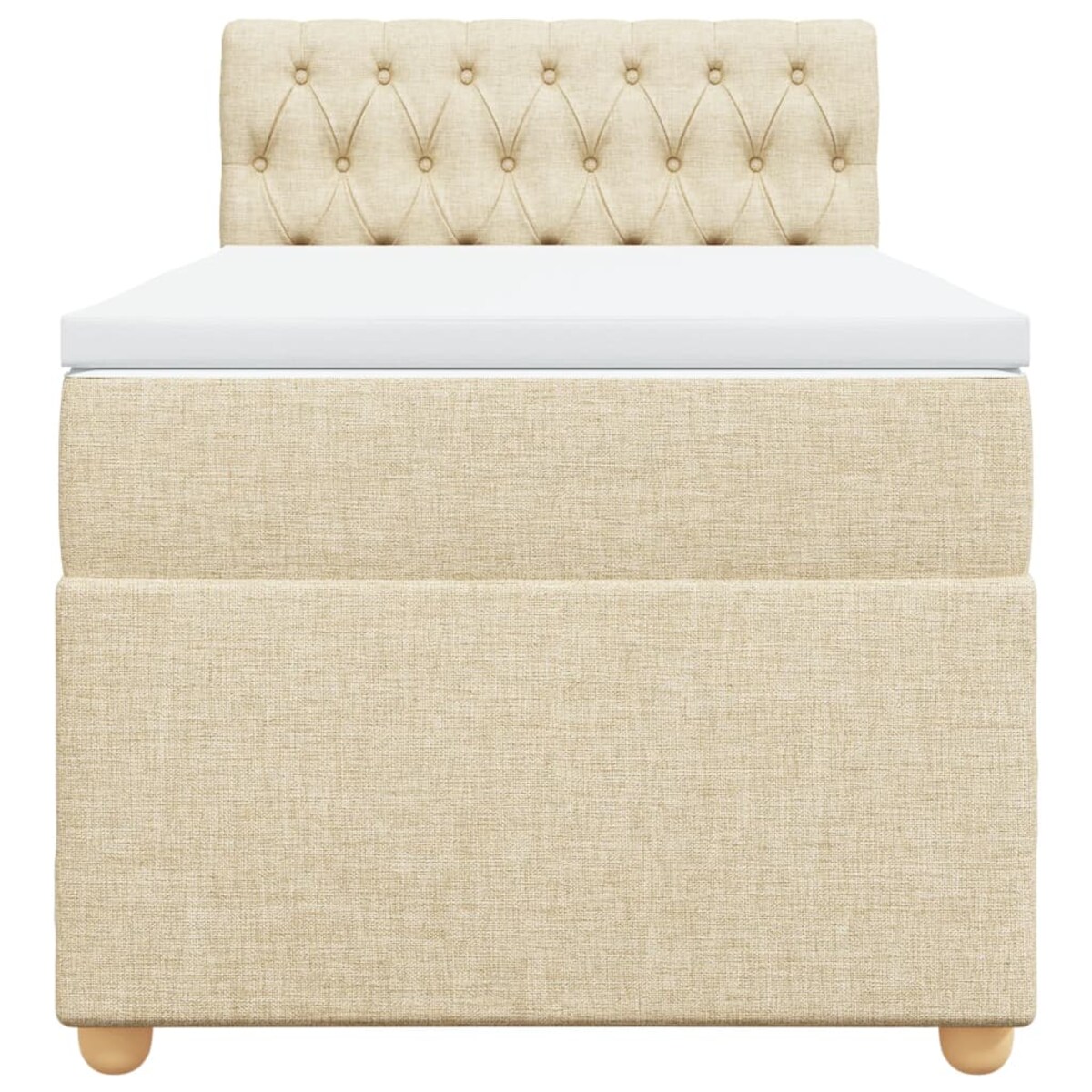 vidaXL Łóżko kontynentalne z materacem, kremowe, tkanina, 90x200 cm