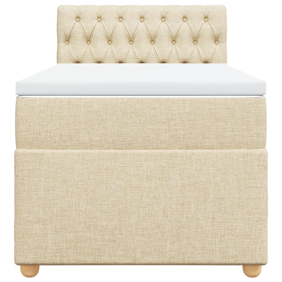 vidaXL Łóżko kontynentalne z materacem, kremowe, tkanina, 90x200 cm