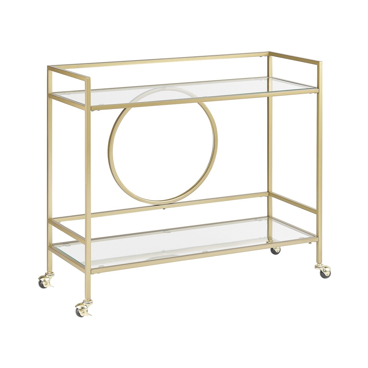 Wózek kuchenny ze szklanym blatem złoty KERRY