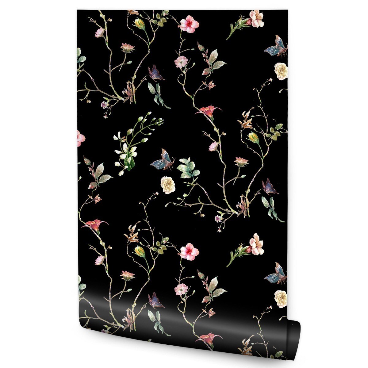 Tapeta kolorowe kwiaty i motyle