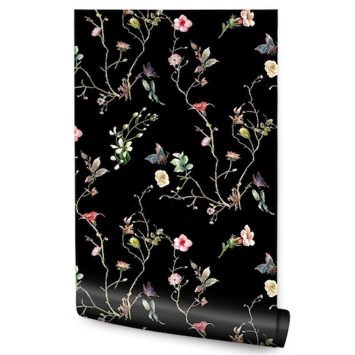 Tapeta kolorowe kwiaty i motyle