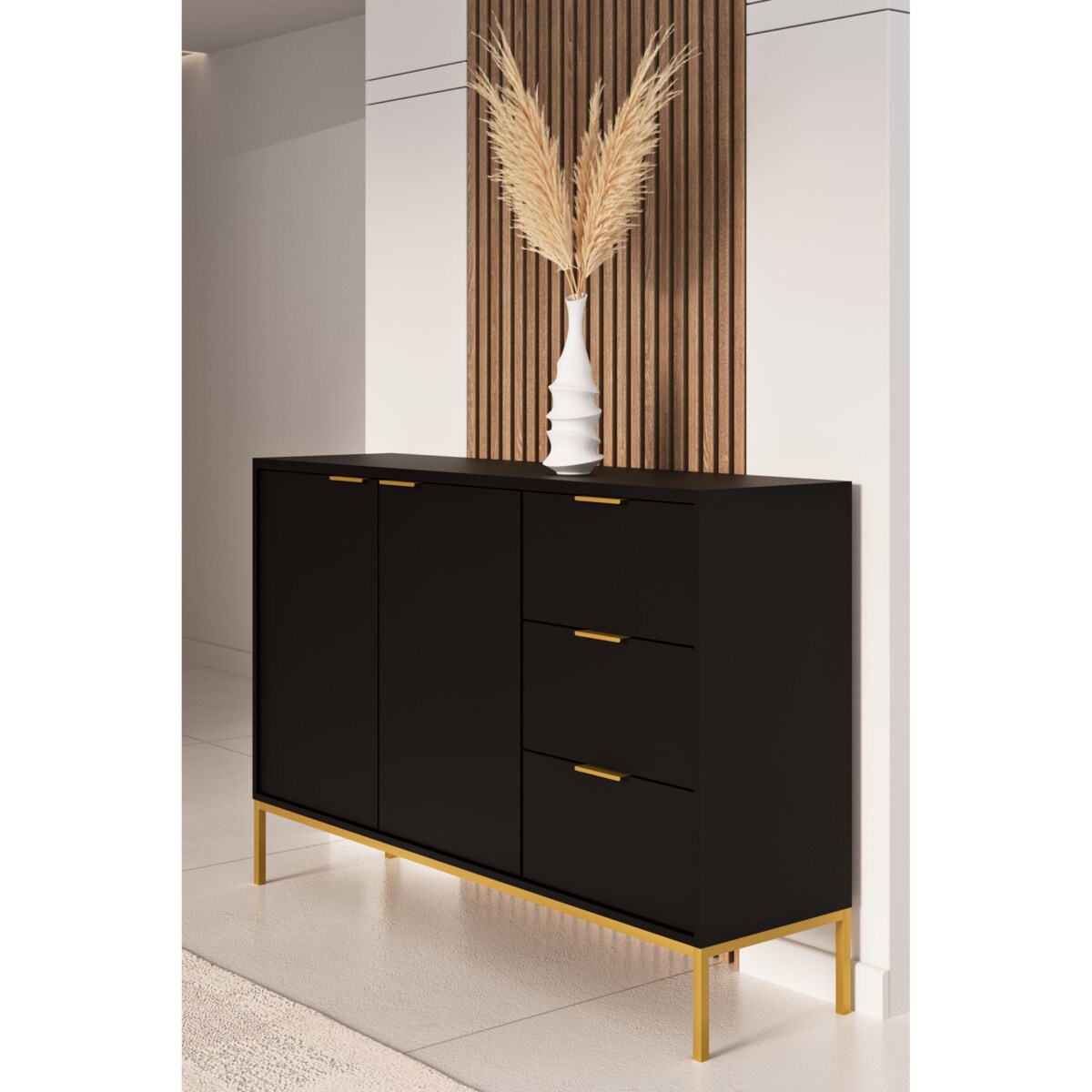Komoda Austin czarna & złota