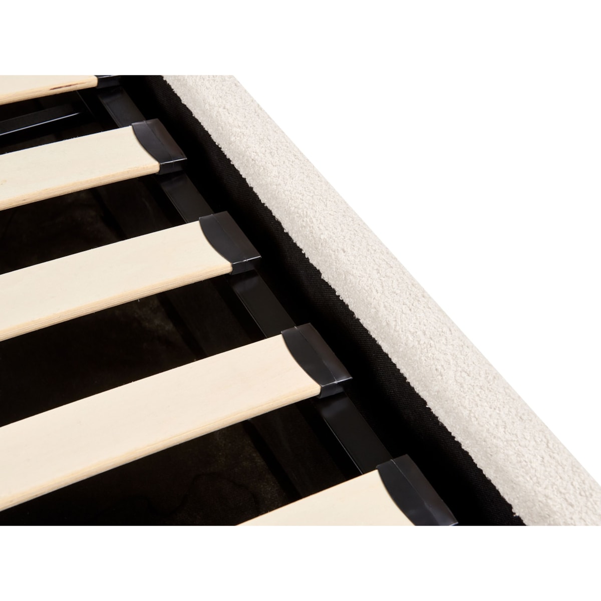 Łóżko z pojemnikiem Boucle ORBEY 180 x 200 cm Złamana biel