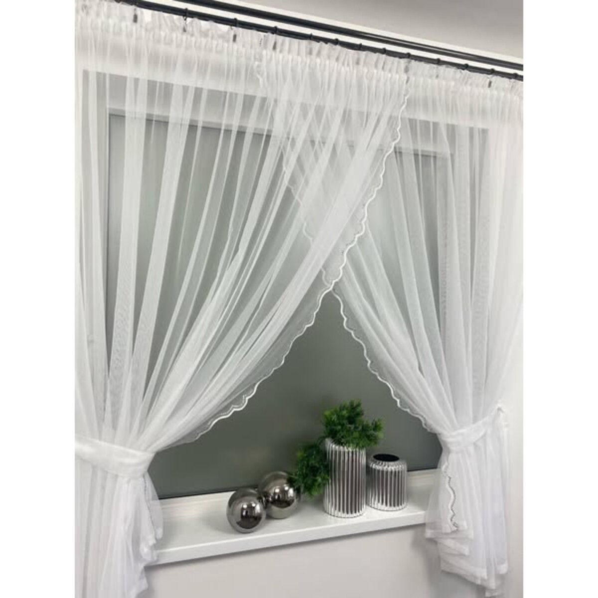 firana kryształowa z szyfonu "aurelia" | taśma 400x160 biała